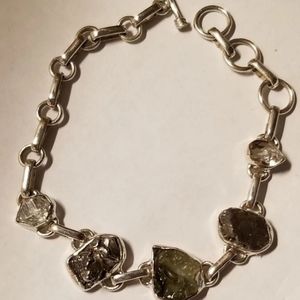 Czech Moldavite, Herkimer and Meteorite Bracelet